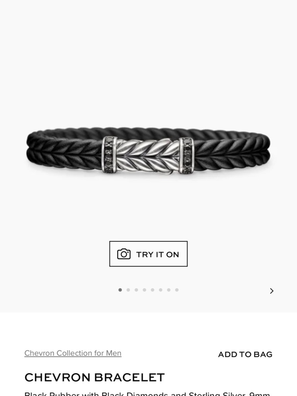 David Yurman Black Braided Leather Bracelet with Sterling Silver Accent